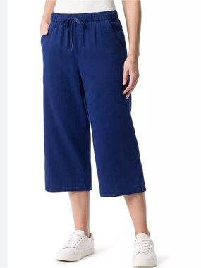Gloria Vanderbilt Navy Pull-On  Cropped/Capri Wide-Leg Drawstring Pants 2X NWT